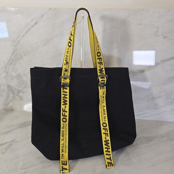 Off-White Handbags - Off-White Black Tote Bag with Yellow Straps
